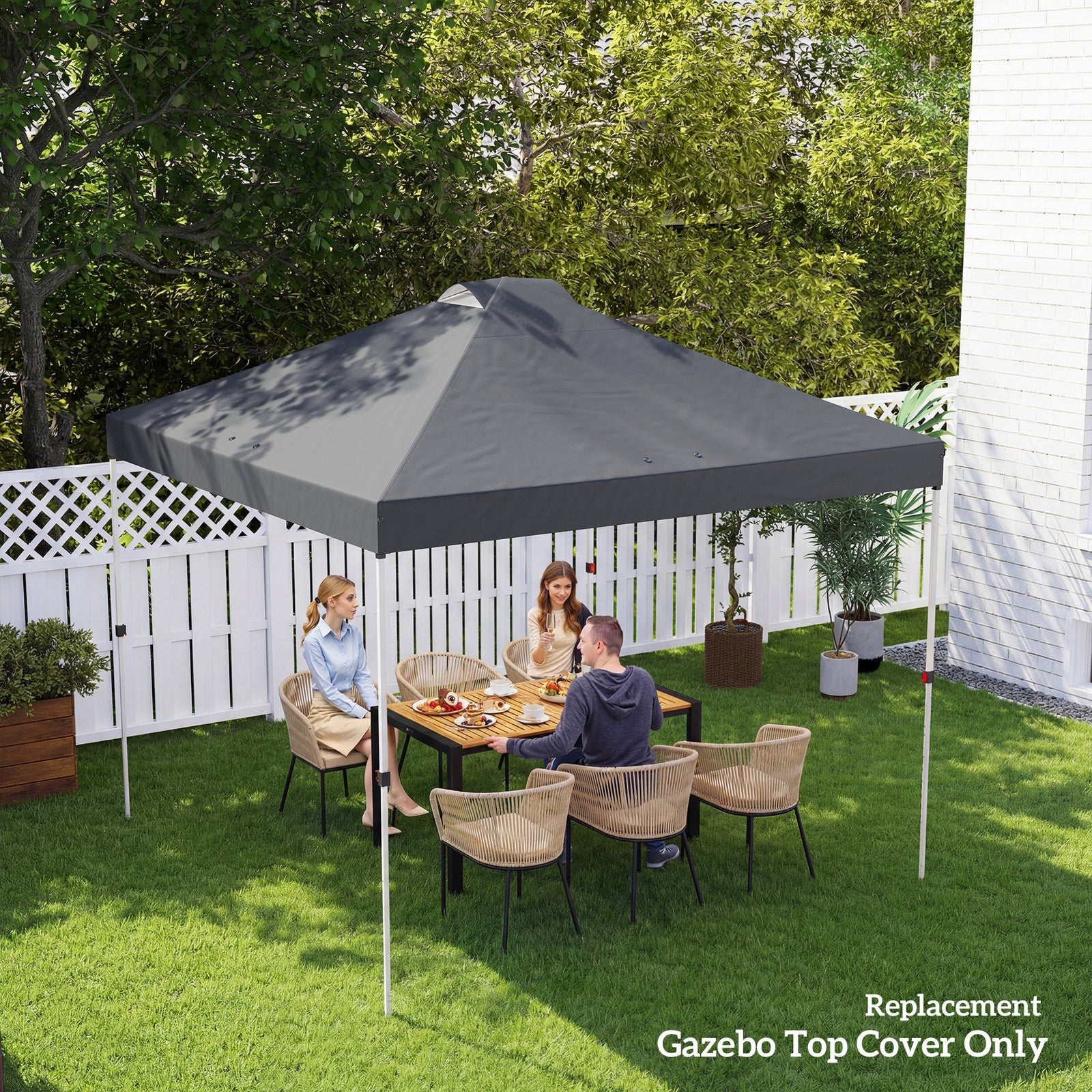 Gazebo Roof Replacement Uv50+ Waterproof 3x3(m) | Dark Grey