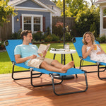 Outsunny 2 Piece Reclining Chaise Lounge With Adjustable Backrest, Sky Blue