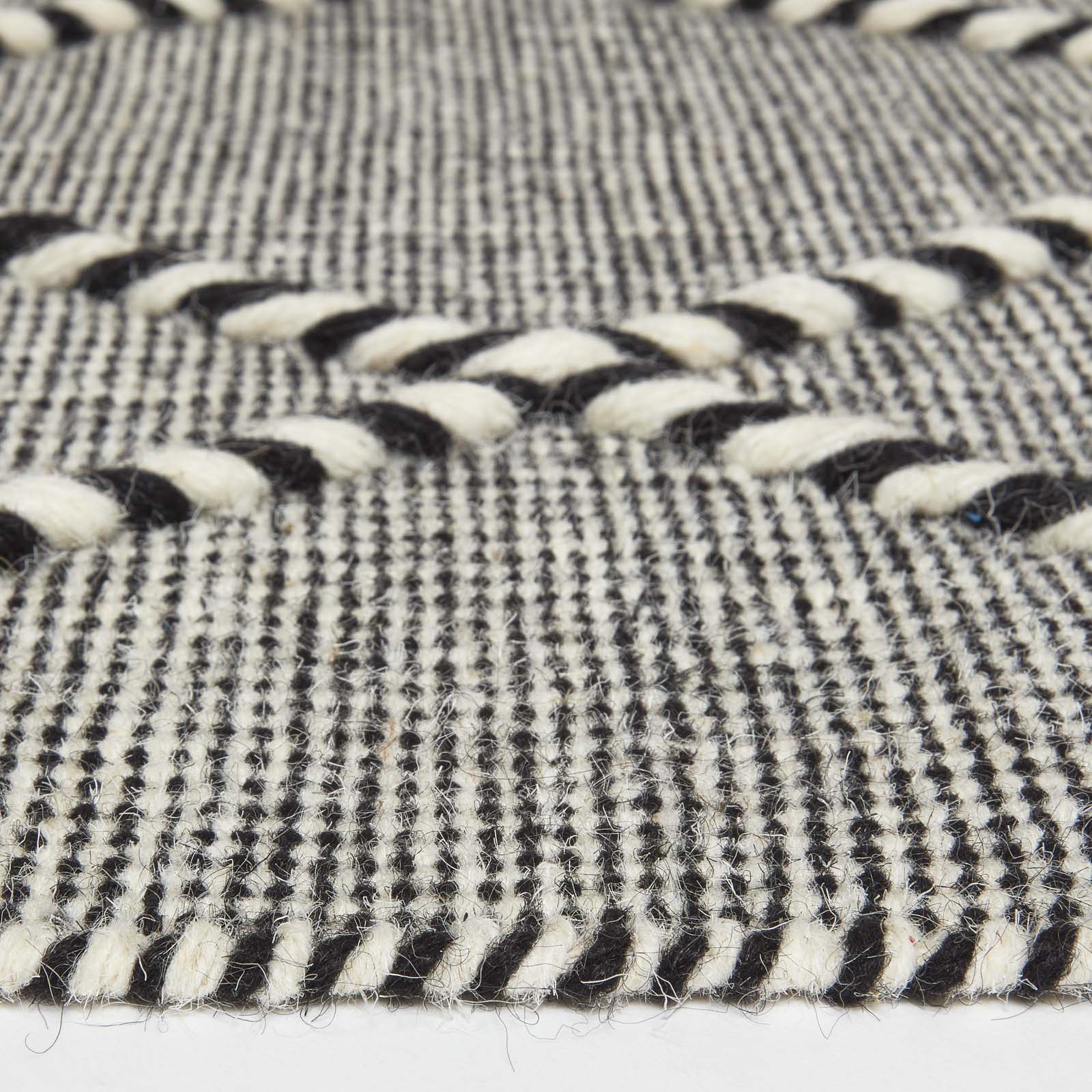 Edessa Black & White Kilim Wool Rug | 150cm x 95cm | Black & White