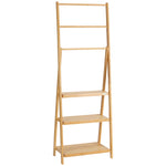 Foldable Natural Bamboo Towel Rack With 3 Towel Rails