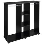 Mobile Double Open Wardrobe W/ Clothes Hanging Rail Colthing | One Size | Black