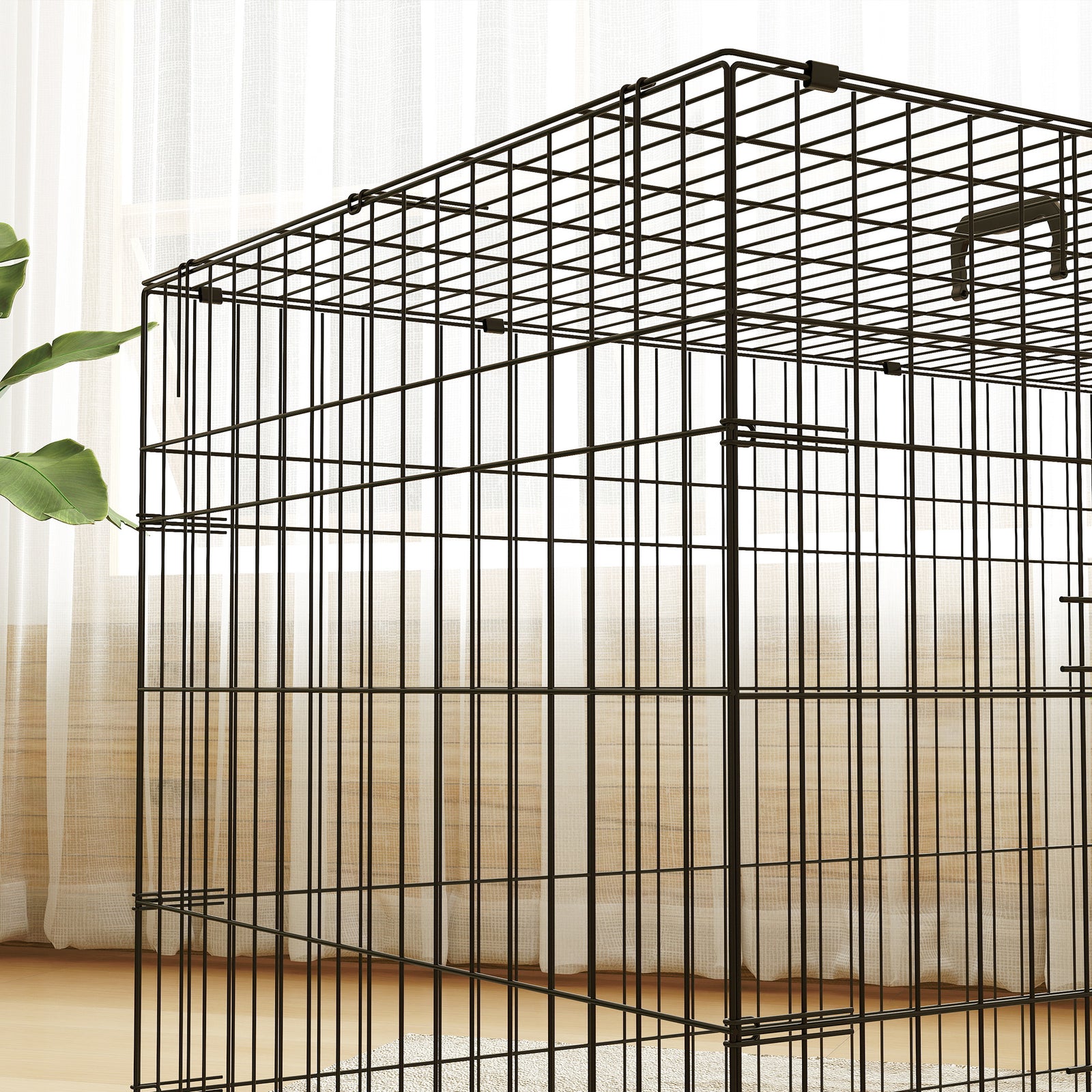 Pawhut Dog Crate With 2 Doors, Tray, Soft Cushion, For Extra Small Medium And Large Dogs | Black