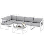 5 Seater Aluminium Garden Furniture Set With Table, Cushions | Light Grey