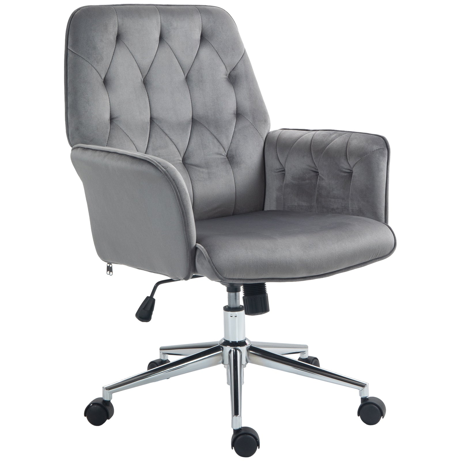 Tufted Swivel Computer Chair W/ Arm | Dark Gray