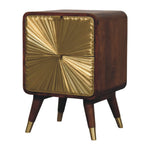 Solid Wood Avora Brass Embossed 2 Drawer Chestnut Nightstand