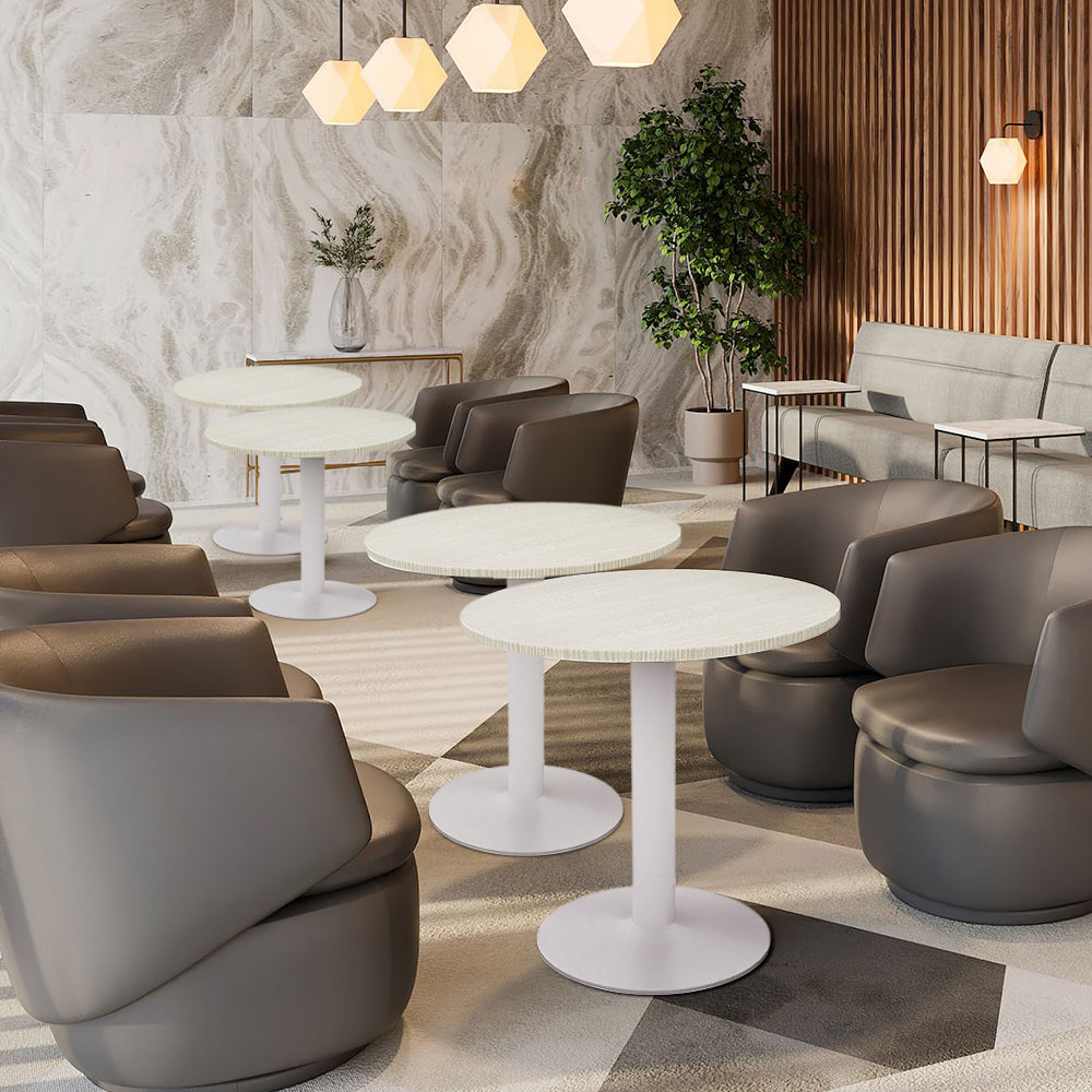 60cm Dia X 72cm H Round Cafe Table With Metal Base | 60cm x 60cm | White