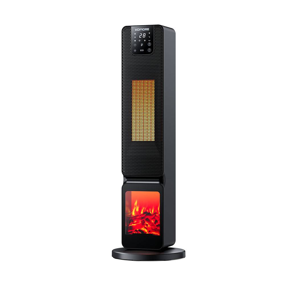Smart Ptc Tower Heater With Wifi – Black Abs, Remote Control, Led Display, Adjustable Thermostat, 800w/2000w
