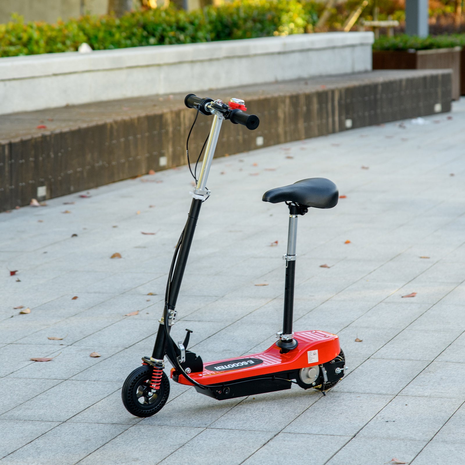 Folding Electric Scooter W/ Warning Bell, For Ages 4-14 | Red