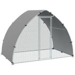 Pawhut Walk-in Chicken Run With Cover, For Chickens | Silver