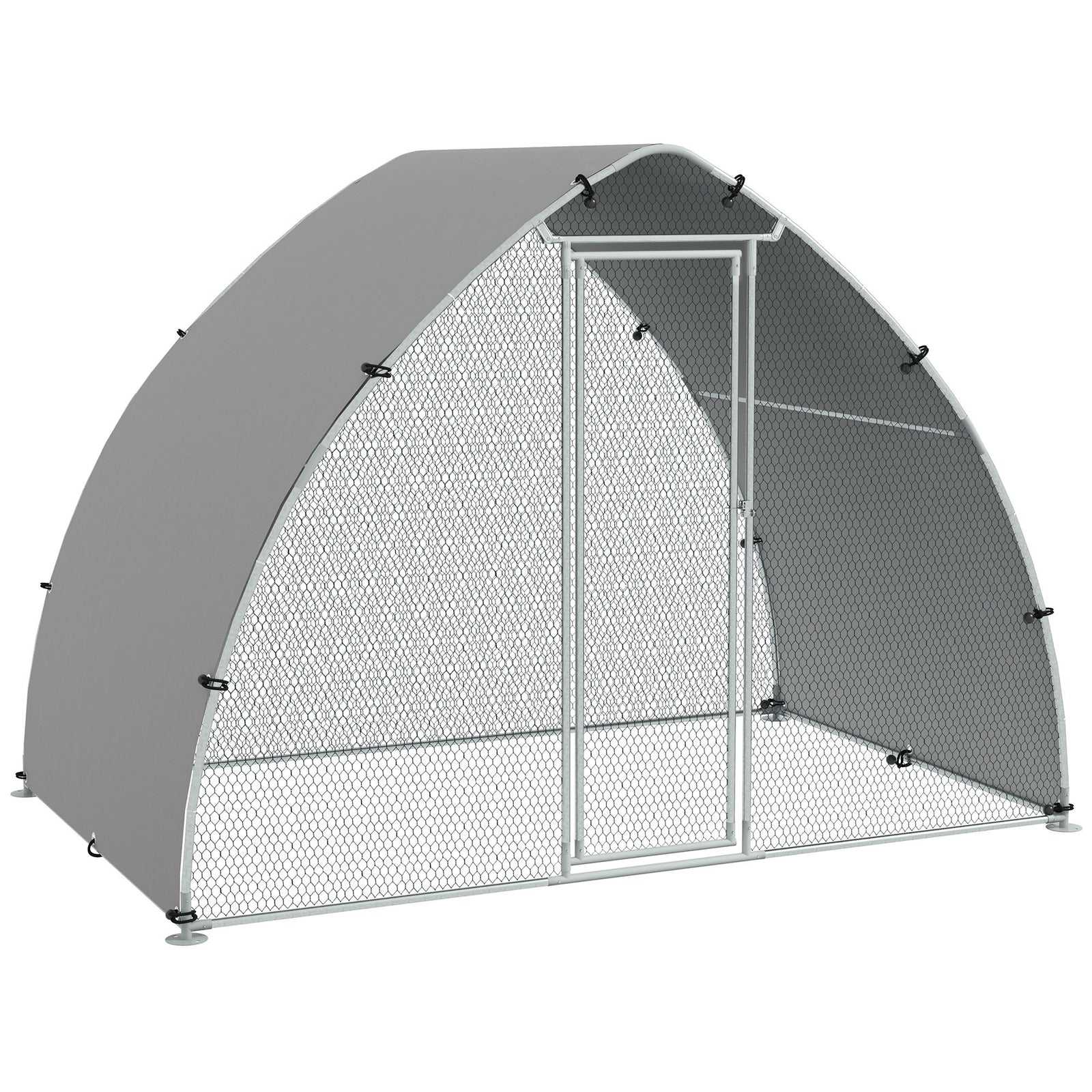 Pawhut Walk-in Chicken Run With Cover, For Chickens | Silver