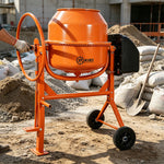 Electric Portable Cement Concrete Mixer With Wheels | 100l | Orange
