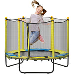 4.6ft Kids Trampoline W/ Enclosure, For Kids 3-10 Years - Yellow