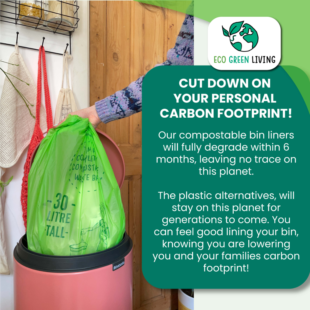 30 Litre Compostable Waste Bags | Set of 6 | Green