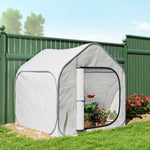 Mini Pop Up Greenhouse W/ Reinforced Pe Cover, Zipper Door | White