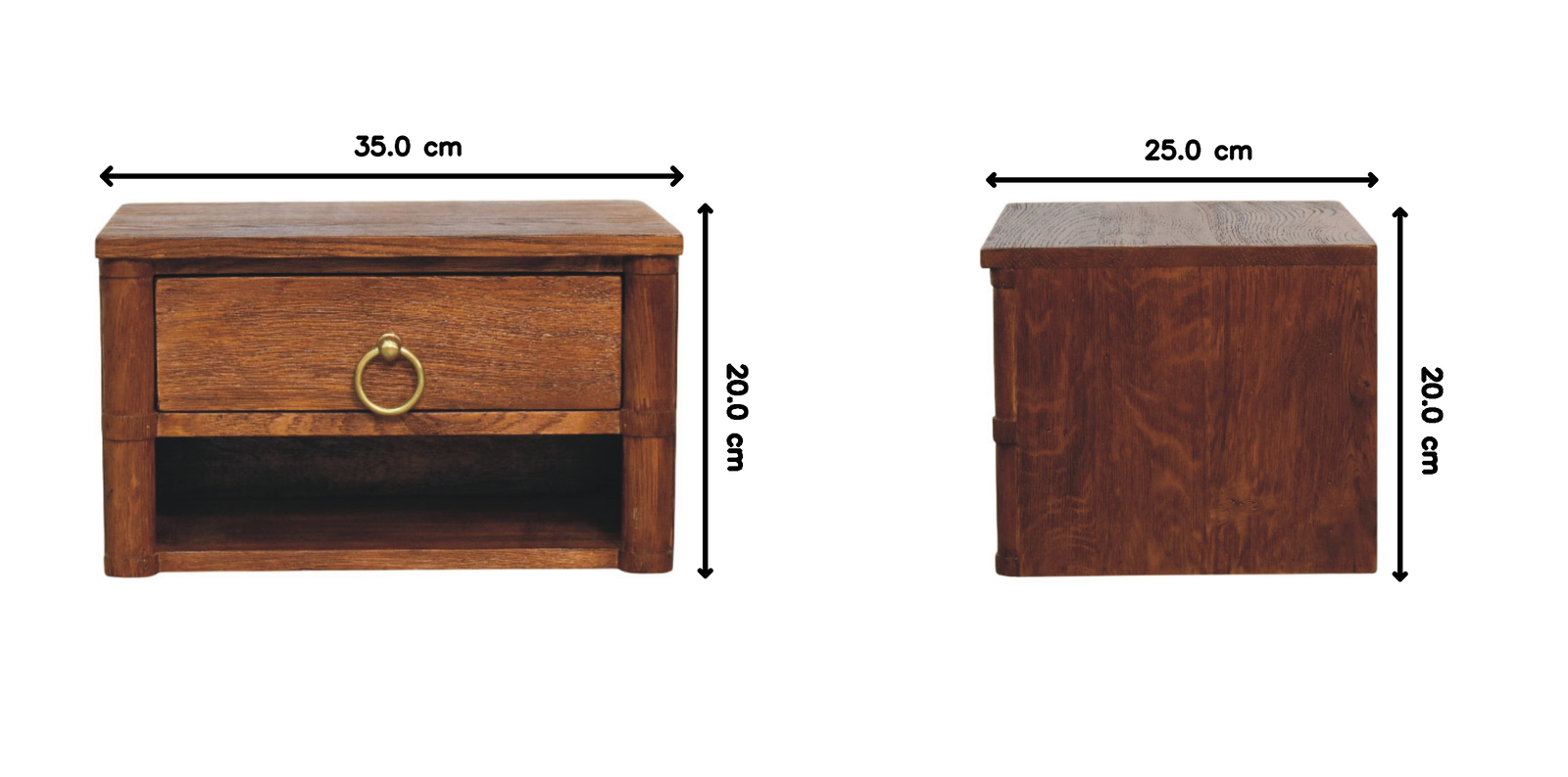 Artisan Furniture Solid Wood Box Frame Wall Nightstand
