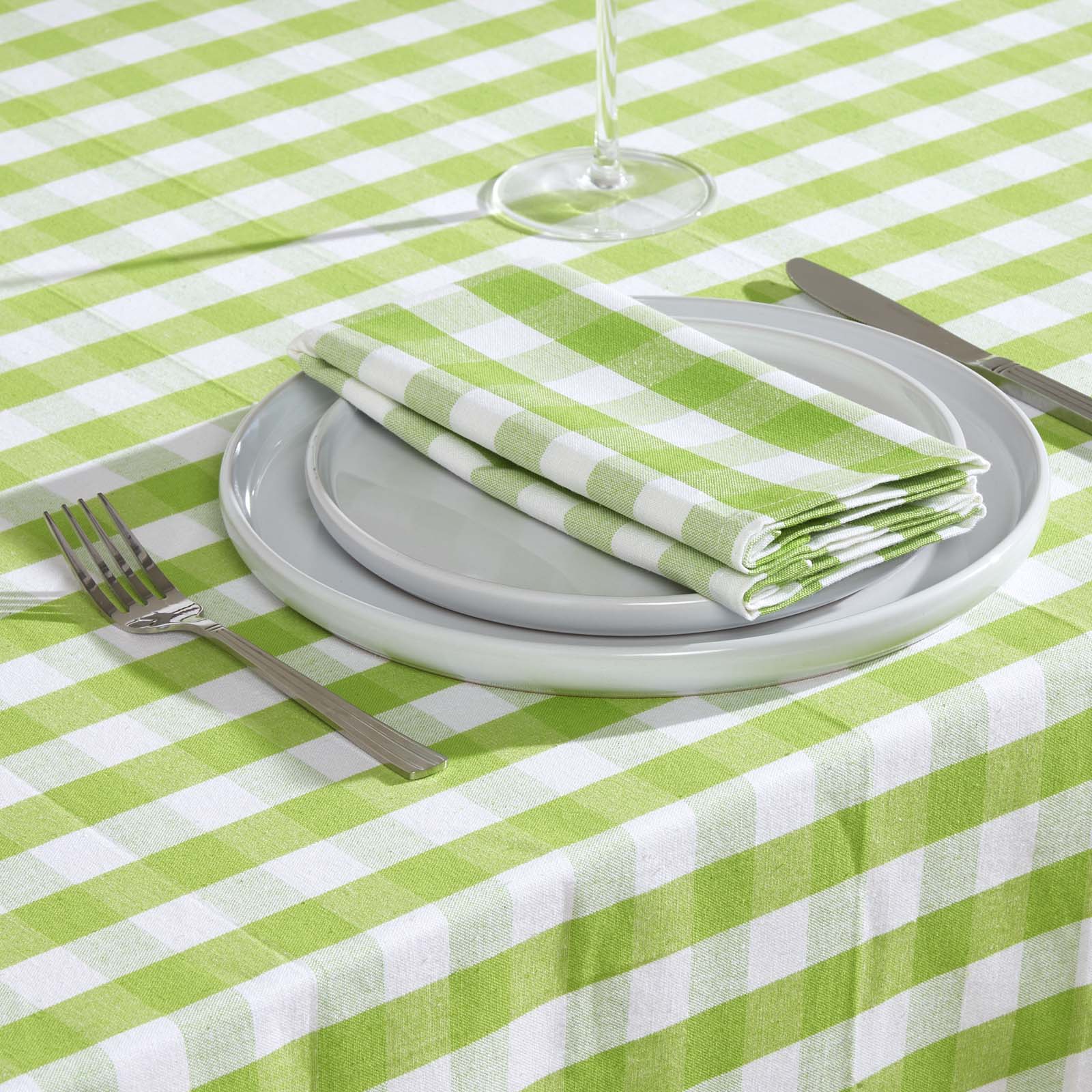 Block Check Cotton Gingham Napkins, Set Of 4 | 45cm x 45cm | Green