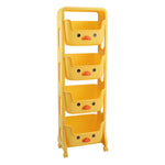 Mobile 4-tier Kids Toy Storage Rack Shelf