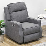 Electric Armchair Fabric Recliner W/ Usb Port | Charcoal Grey