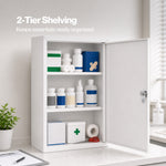 Medicine Cabinet Lockable Wall Mounted Storage Box Metal Home,white