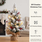 Santaco Christmas Tree Mini 49cm Snow Flocked PVC LED Tabletop Desk Xmas White