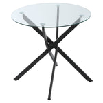Round Side Table With Tempered Glass Top & Metal Legs