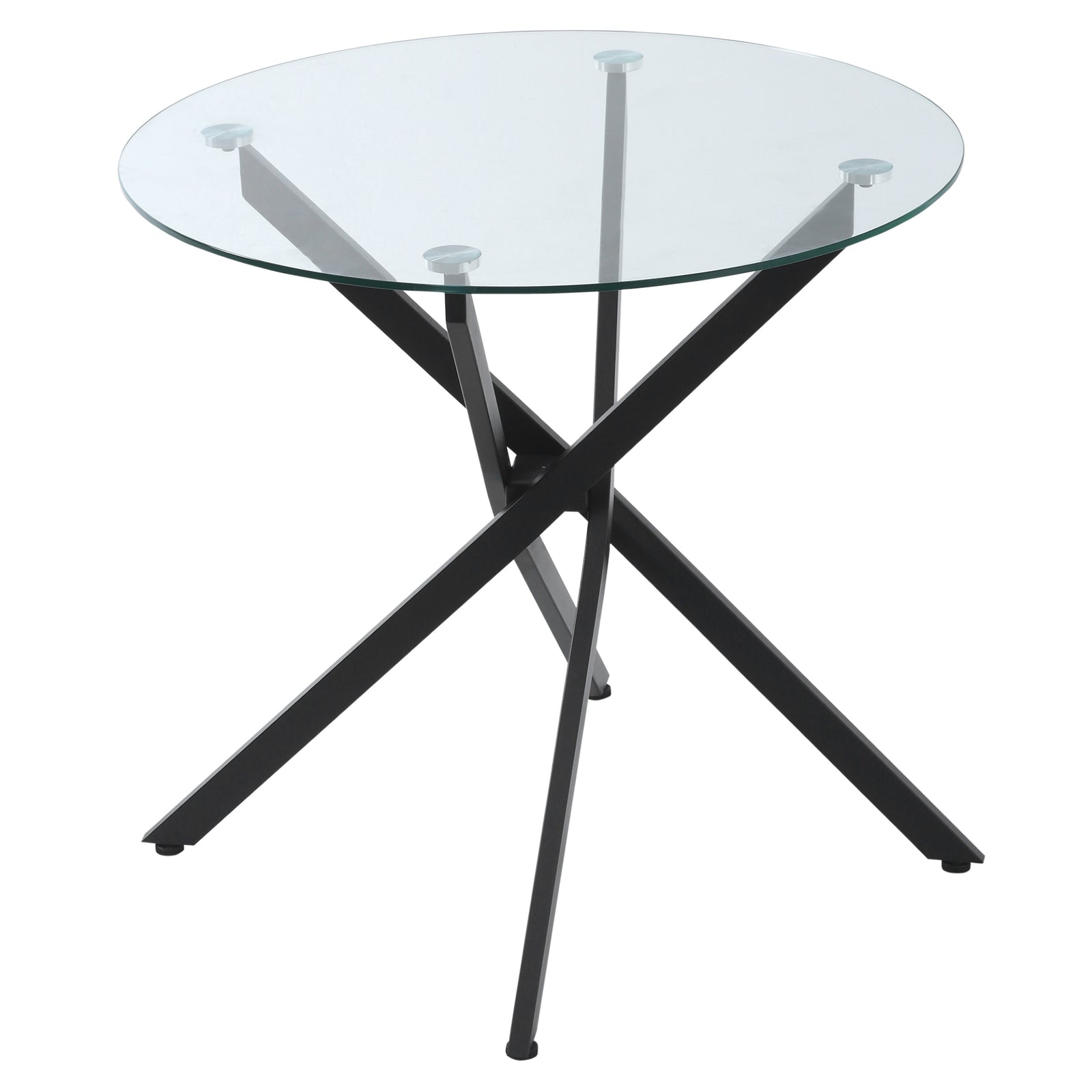 Round Side Table With Tempered Glass Top & Metal Legs