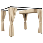 3 X 3(m) Pergola With Retractable Roof And Curtains | Beige