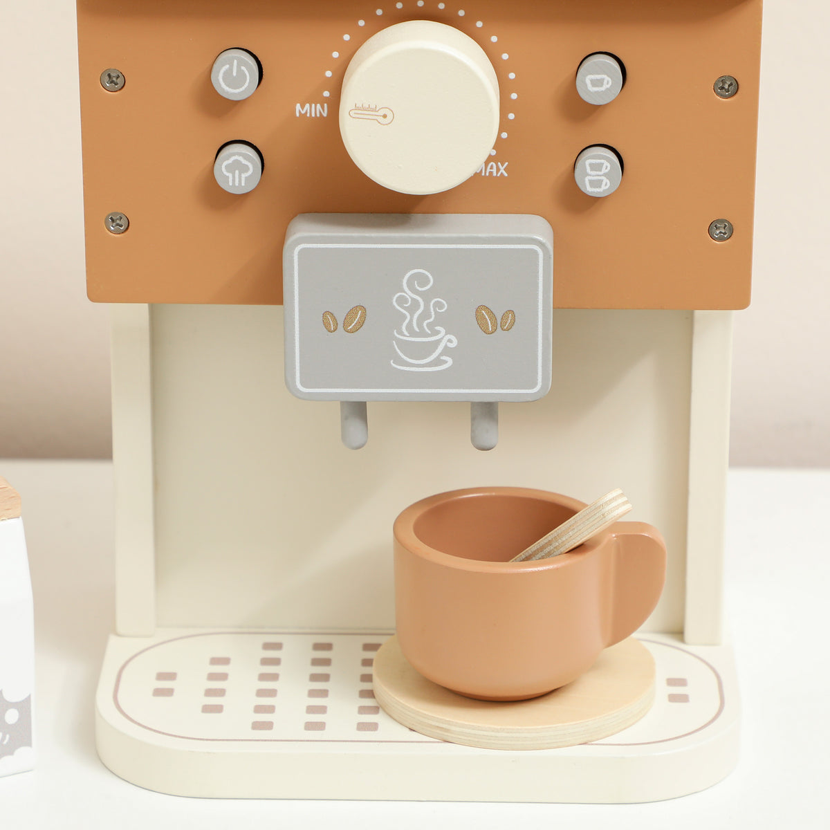 AIYAPLAY Kids Wooden Coffee Machine Toy, Pretend Role Play Toy
