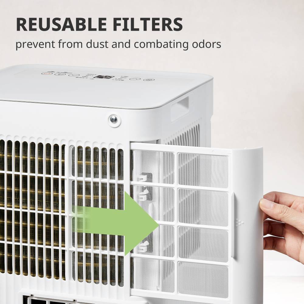 7000btu Portable 3-in-1 Air Conditioner With Wifi App Control, Cooling Fan & Dehumidifier, Remote Control, 24h Timer