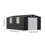 10x16ft Large Metal Storage Shed With Lockable Double Doors, 4 Windows, 4 Vents – Spacious Outdoor Tool Shed