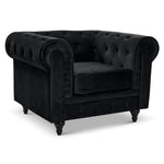 Button Tufted Velvet Living Room Armchair | Black