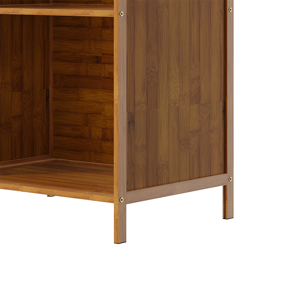 2-tier Open Bookcase, Small Space Bamboo Storage Shelf, Freestanding Corner Organizer With Raised Feet
