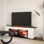 Tv Stand 145cm Glass Shelves Rgb Led | White