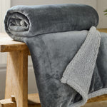 Hazelwood Sherpa Fleece Throw - 150cm x 200cm | 150cm x 200cm | Silver