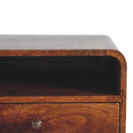 Solid Wood Large Chestnut Curve Upper Slot Floating Bedside