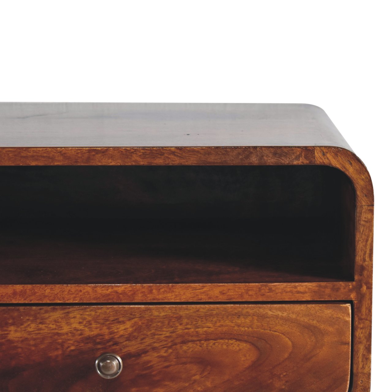 Solid Wood Large Chestnut Curve Upper Slot Floating Bedside