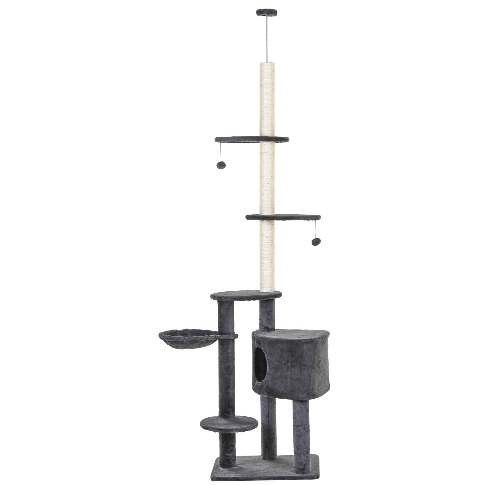 5-tier Grey Sisal Multi-level Cat Tree Tower With Scratching Posts