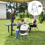 Folding Chair With Steel Frame, Garden Chair Set | Set of 2 | White
