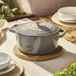 Cast Iron Casserole Dish 26cm Oven Proof Pan & Lid | 26cm | Gray