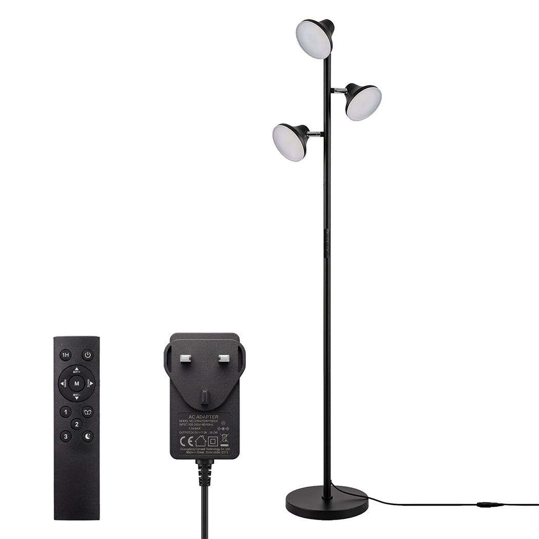 Emitto Floor Lamp, 3-light Dimmable Standing Lamp, Remote Touch, Black