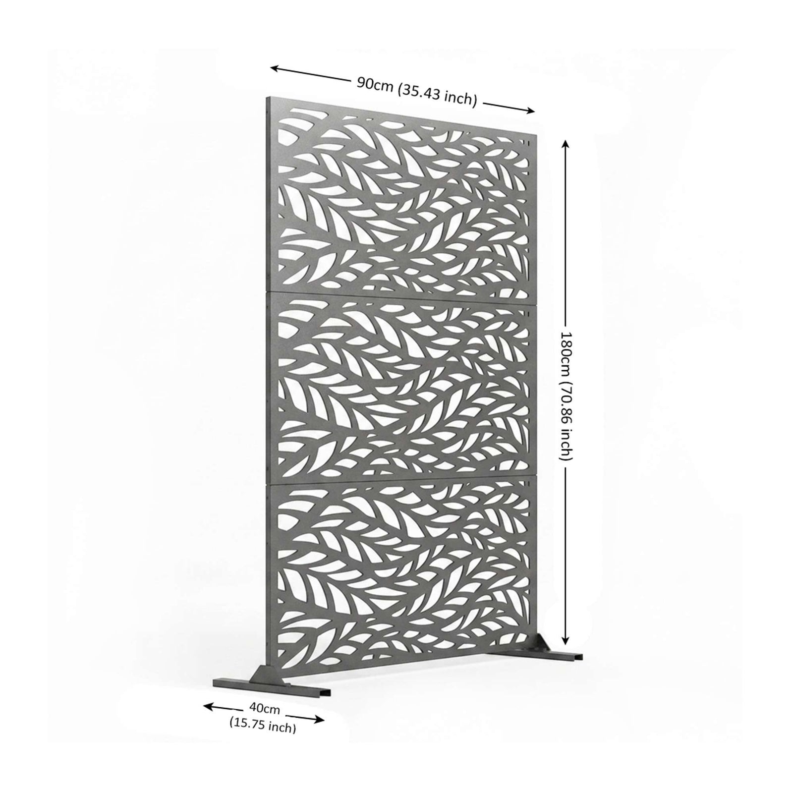 Indoor Outdoor Metal Privacy Screen - Leaf Pattern | Anthracite Grey