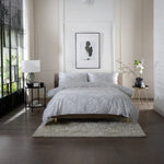 Petite Fleure 100% Cotton Duvet Cover Set – Floral Blossom Print Bedding With Piped Edges | King | Grey