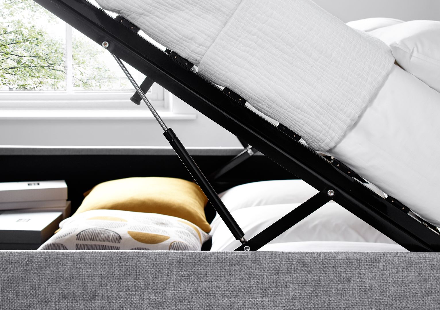 Brandon Fabric Ottoman Bed | Double | Grey