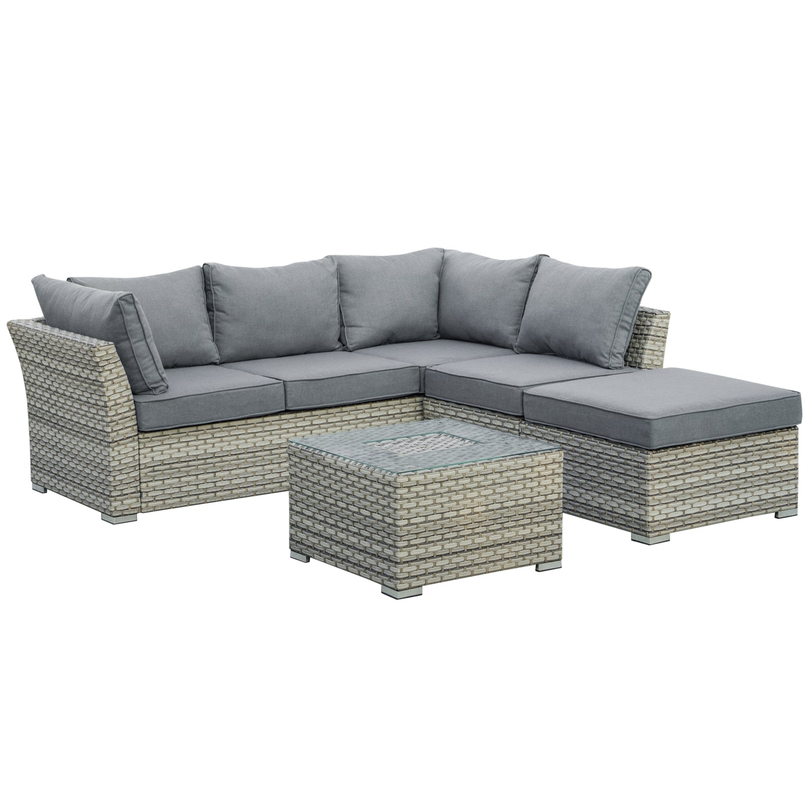 Patio Rattan Sofa Set W/ Ice Bucket