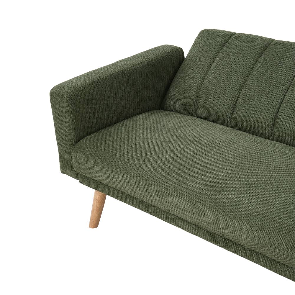 Convertible Sofa Bed, 3-level Adjustable Backrest Upholstered Fabric Sleeper Sofa With Wooden Legs, Green
