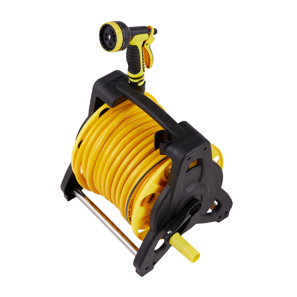 25/35m Portable Garden Watering Hose Reel Set | Medium | Yellow
