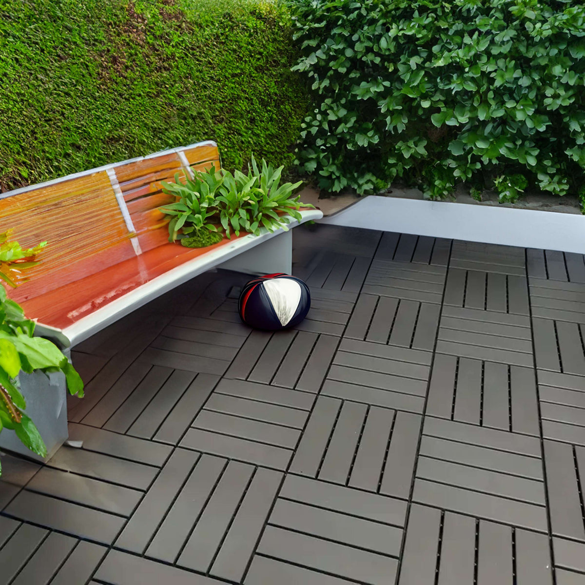 Polydeck Pvc Interlocking Decking Tiles - Grey | Set of 24 | Grey