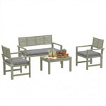 4 Seater Wooden Garden Furniture Set With Loveseat, Chairs, Table | Grey
