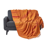 Bed Sofa Throw Cotton Chenille Tie Dye | 150cm x 200cm | Orange