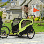 Pawhut 2 In 1 Dog Bike Trailer Pet Stroller For Large Dogs With Hitch | Green